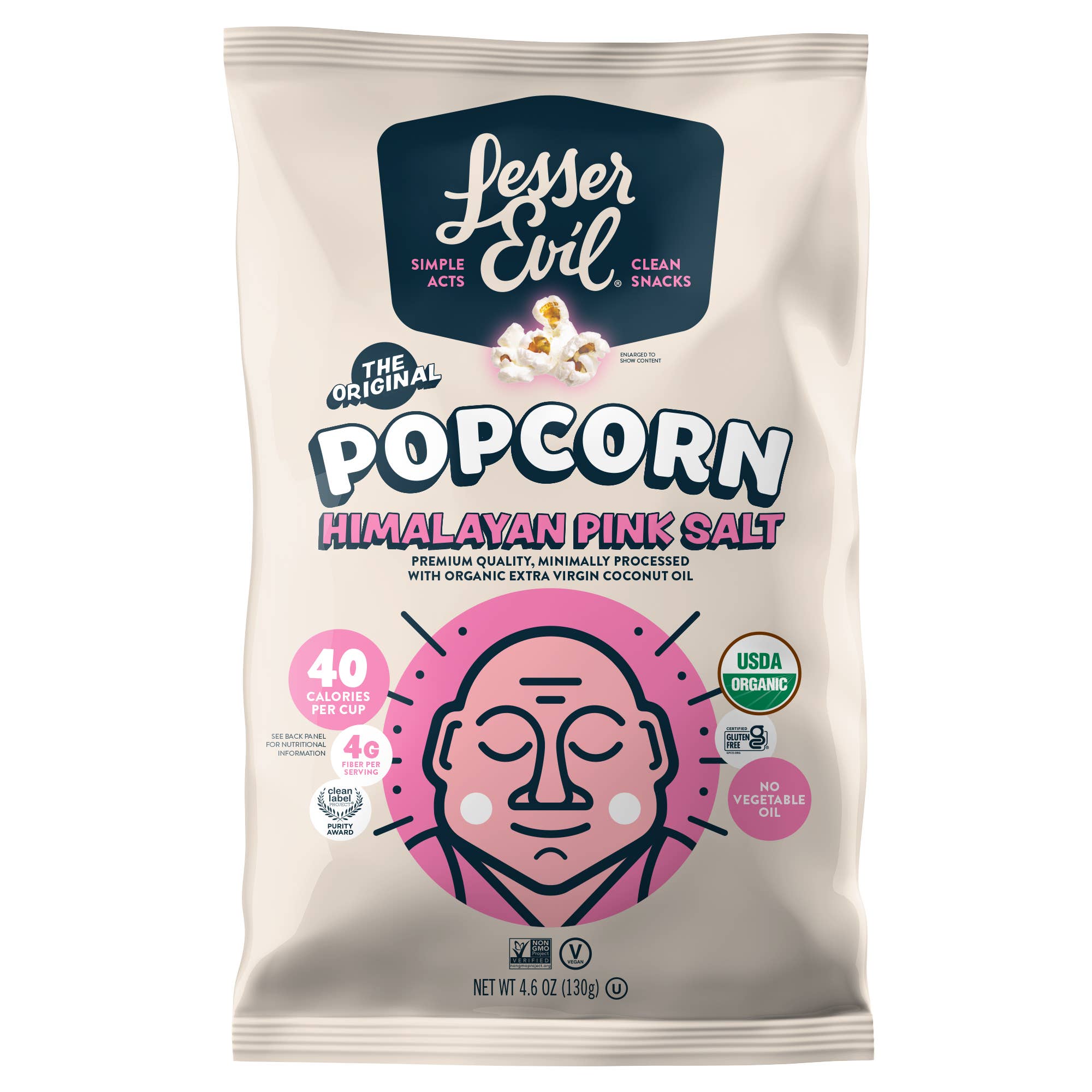 LesserEvil - Organic Popcorn, Himalayan Pink 4.6 oz
