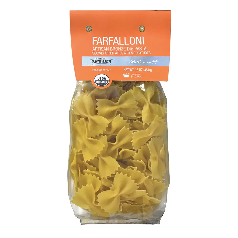Fine Italian Food - Co. Sanremo Organic Artisan Farfalloni Pasta, 1 lb.