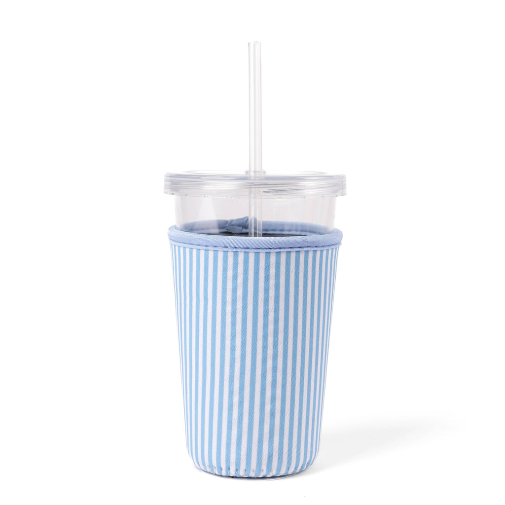 Elyse Breanne Design - Blue Stripes Drink Sleeve, Iced Coffee Sleeve