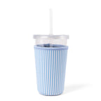 Elyse Breanne Design - Blue Stripes Drink Sleeve, Iced Coffee Sleeve