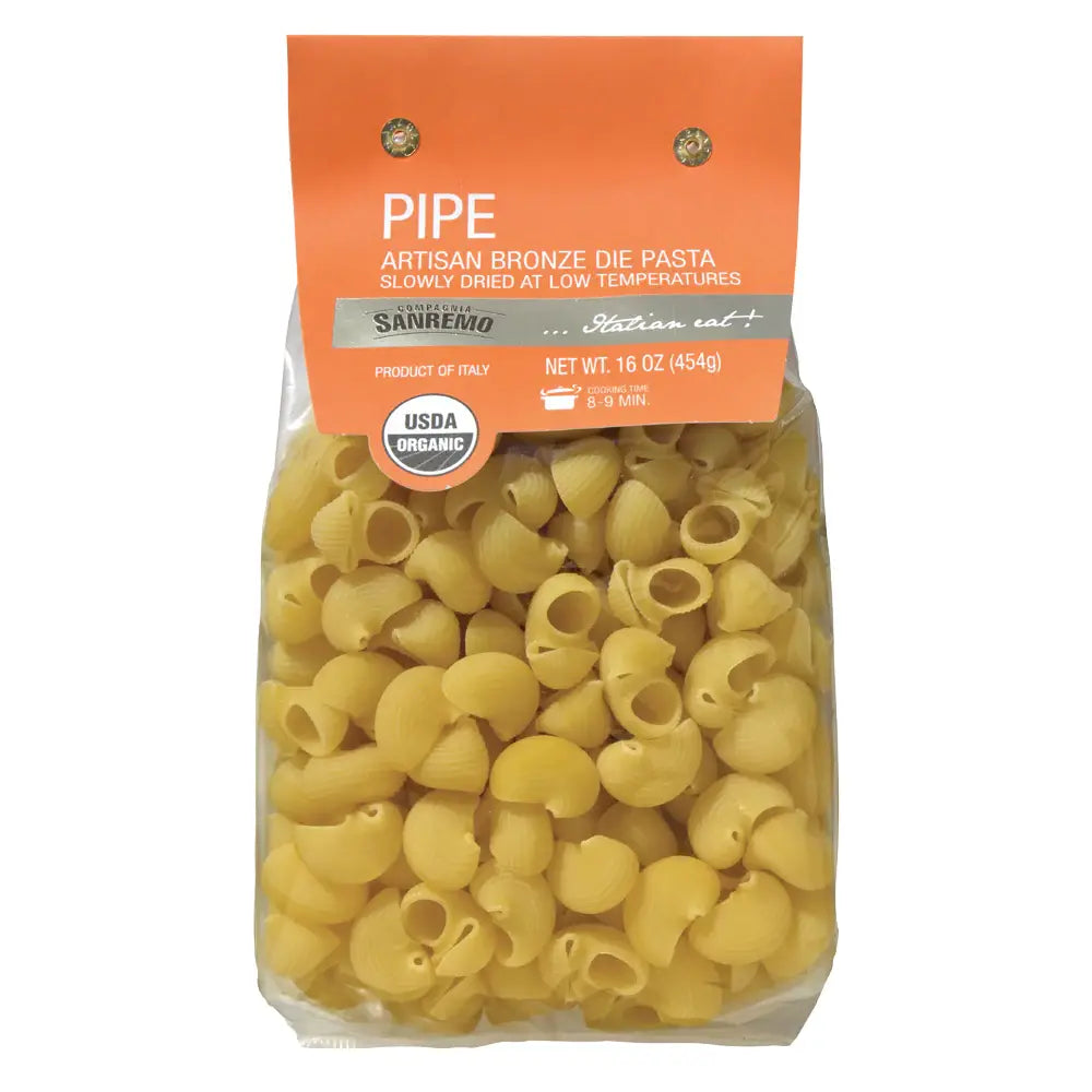 Fine Italian Food - Co. Sanremo Organic Artisan Pipe Pasta, 1 lb.