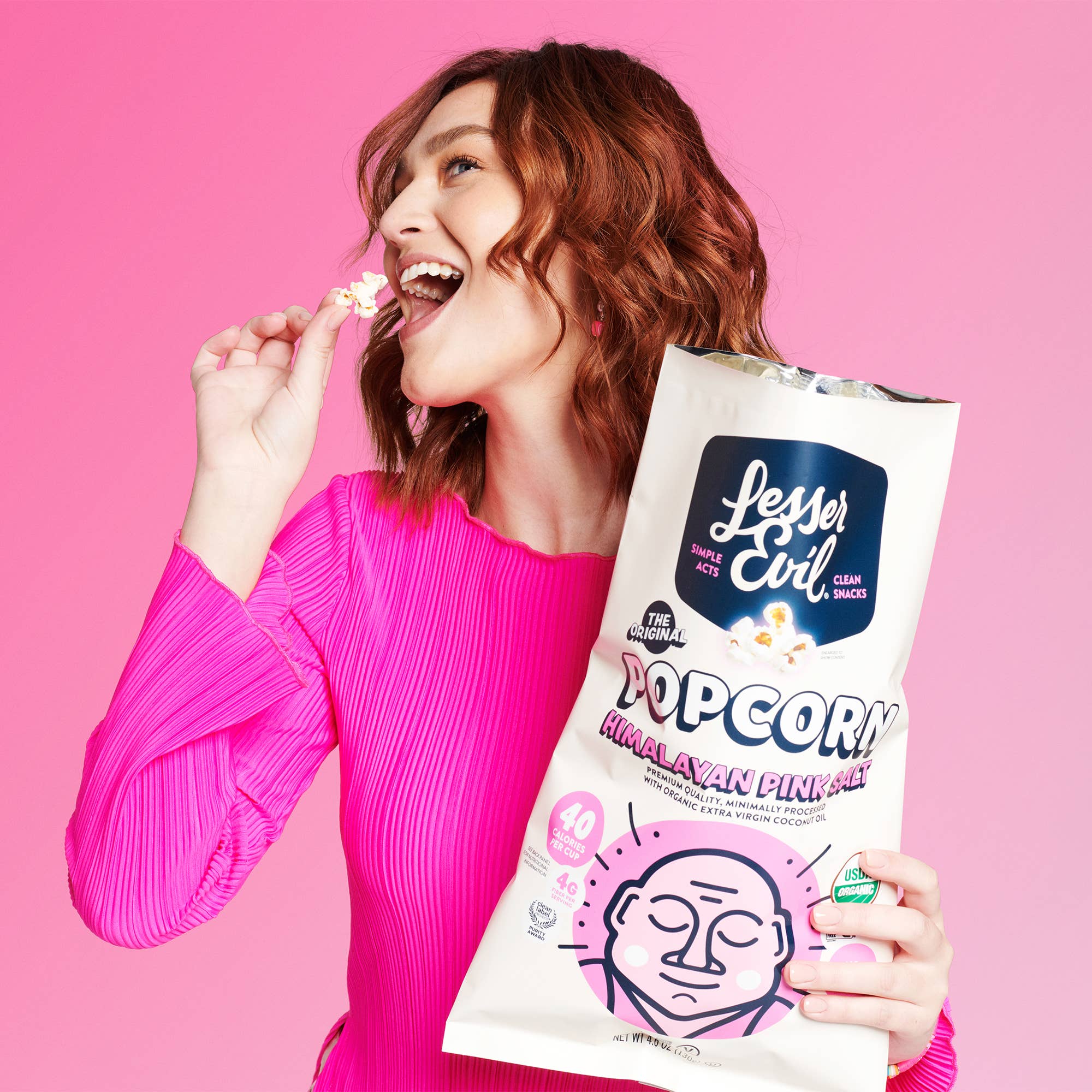 LesserEvil - Organic Popcorn, Himalayan Pink 4.6 oz