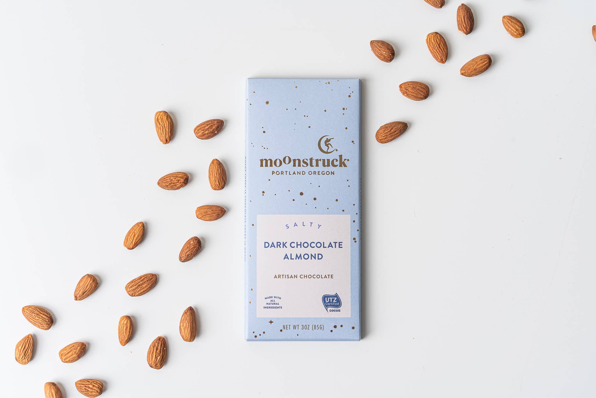 Moonstruck Chocolate Co - Salty Dark Sea Salt Almond Bar