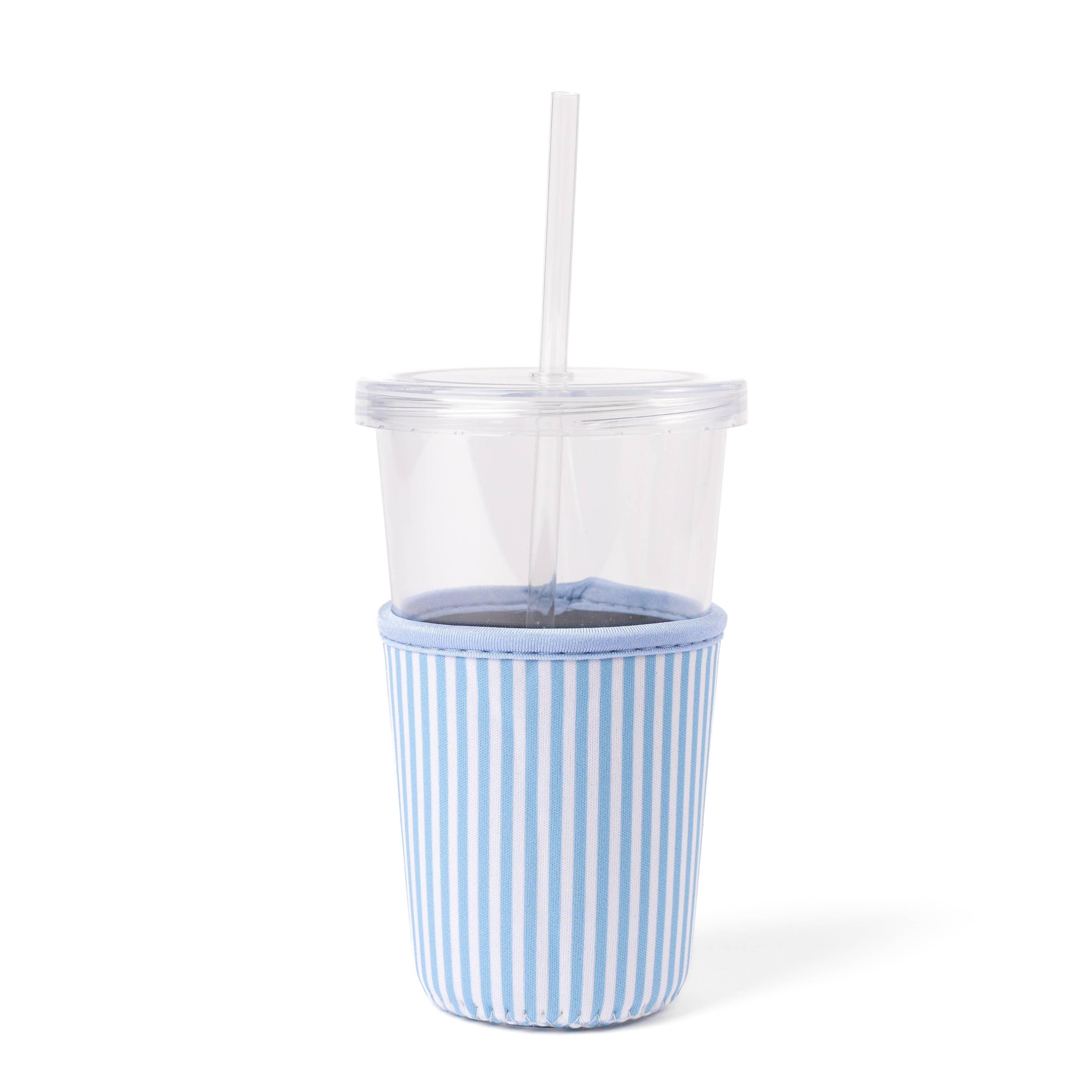 Elyse Breanne Design - Blue Stripes Drink Sleeve, Iced Coffee Sleeve