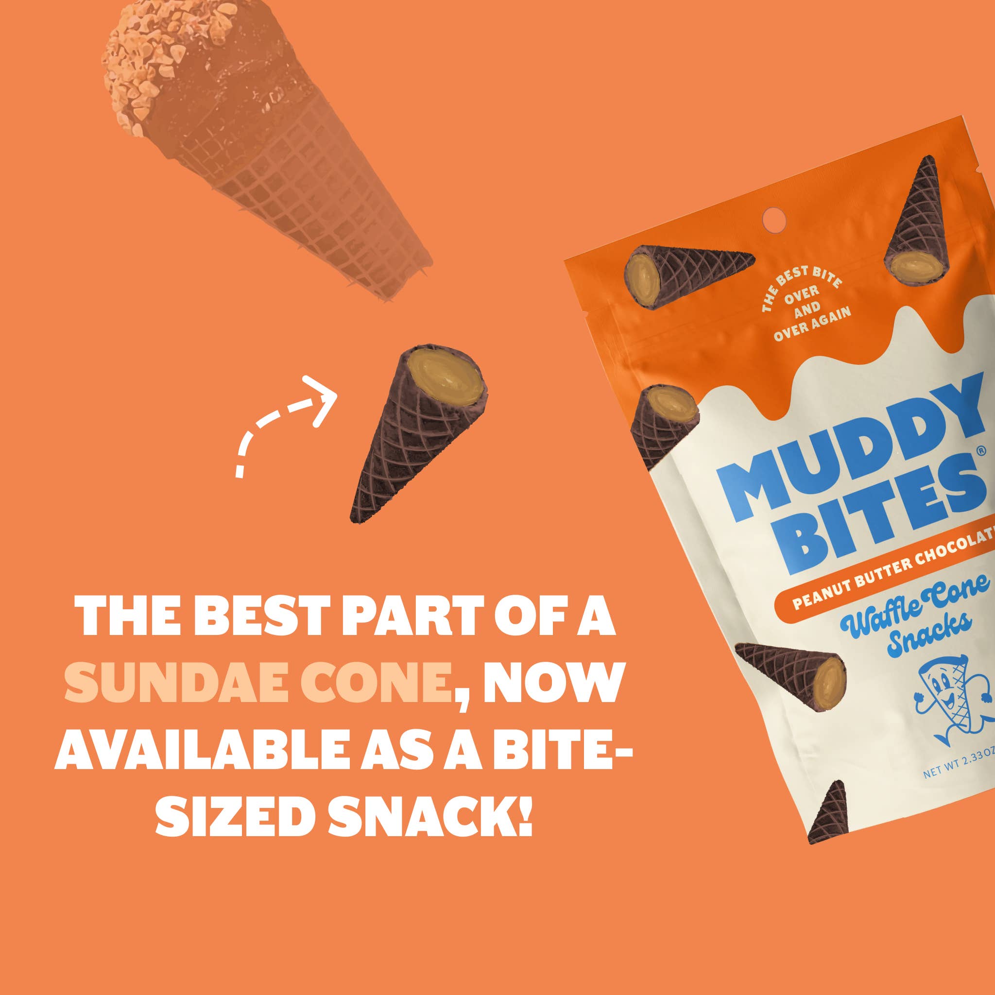 Muddy Bites - Peanut Butter Chocolate Waffle Cone Snacks