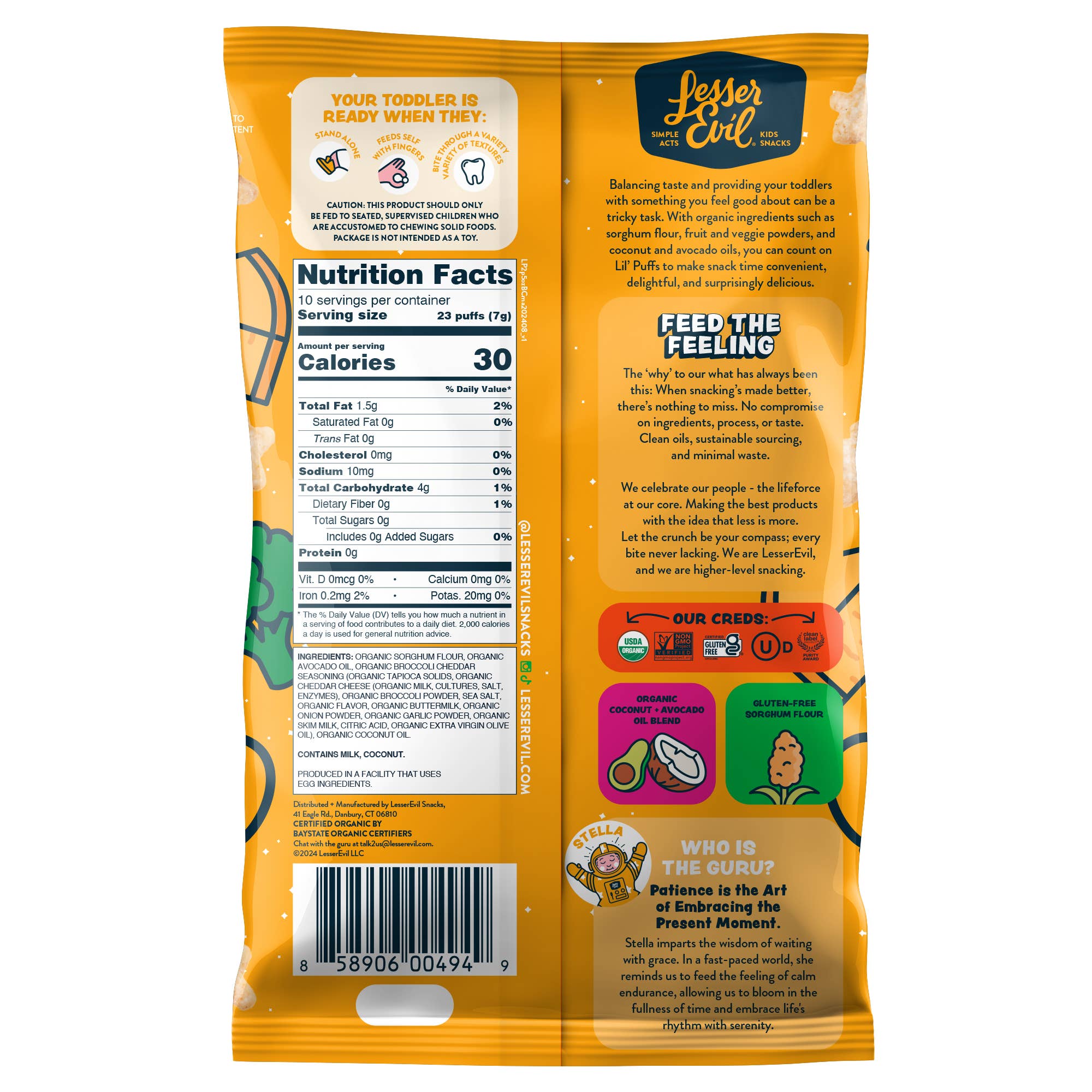 LesserEvil - Lil' Puffs Broccoli Cheddar Blast, 2.5oz