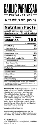 Pop Daddy Snacks - Pop Daddy – Garlic Parmesan Seasoned Pretzels 3.0oz