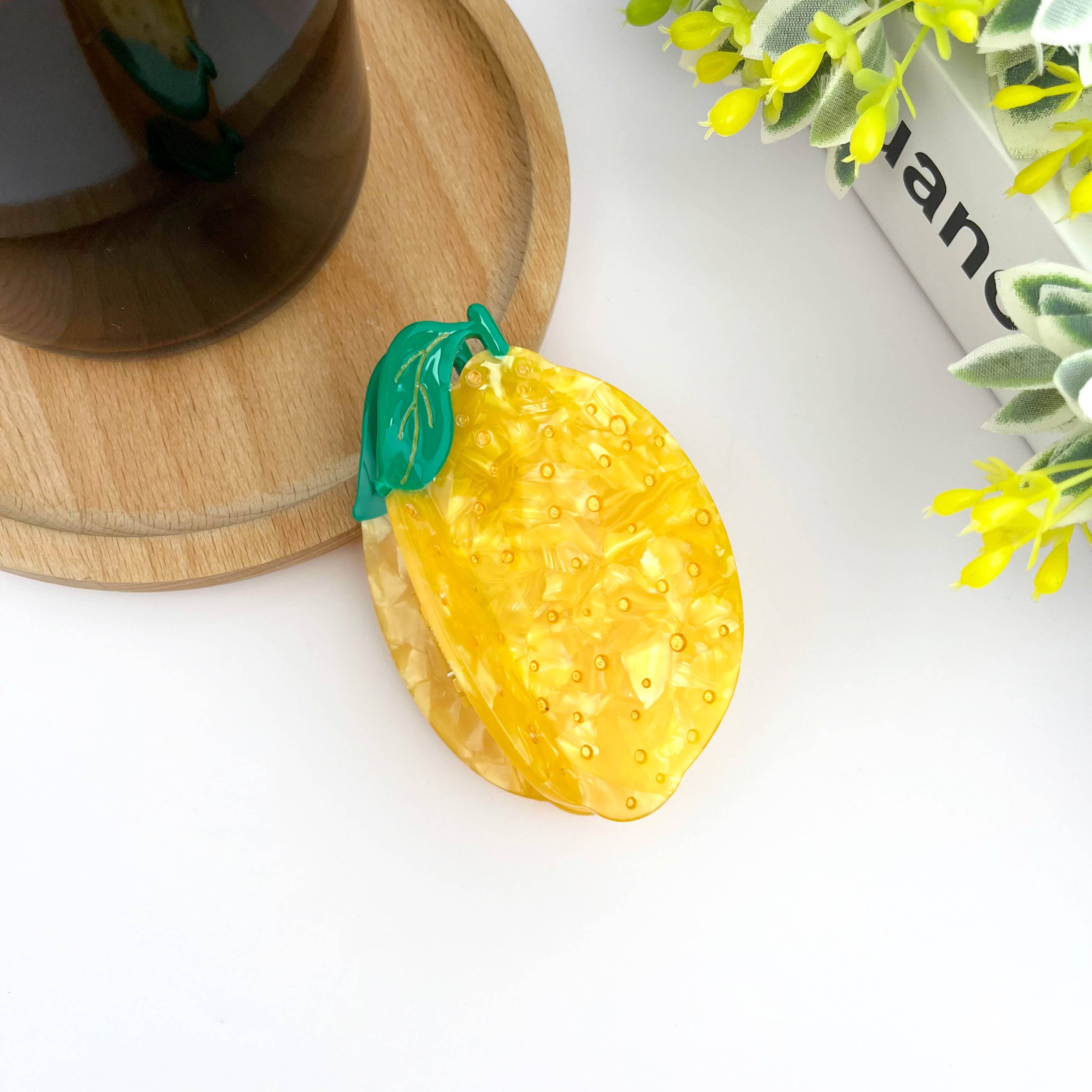 TheDivaSoap - Acetate Yellow Lemon Hair Claw Clip, Women's Fruit Hair Clip