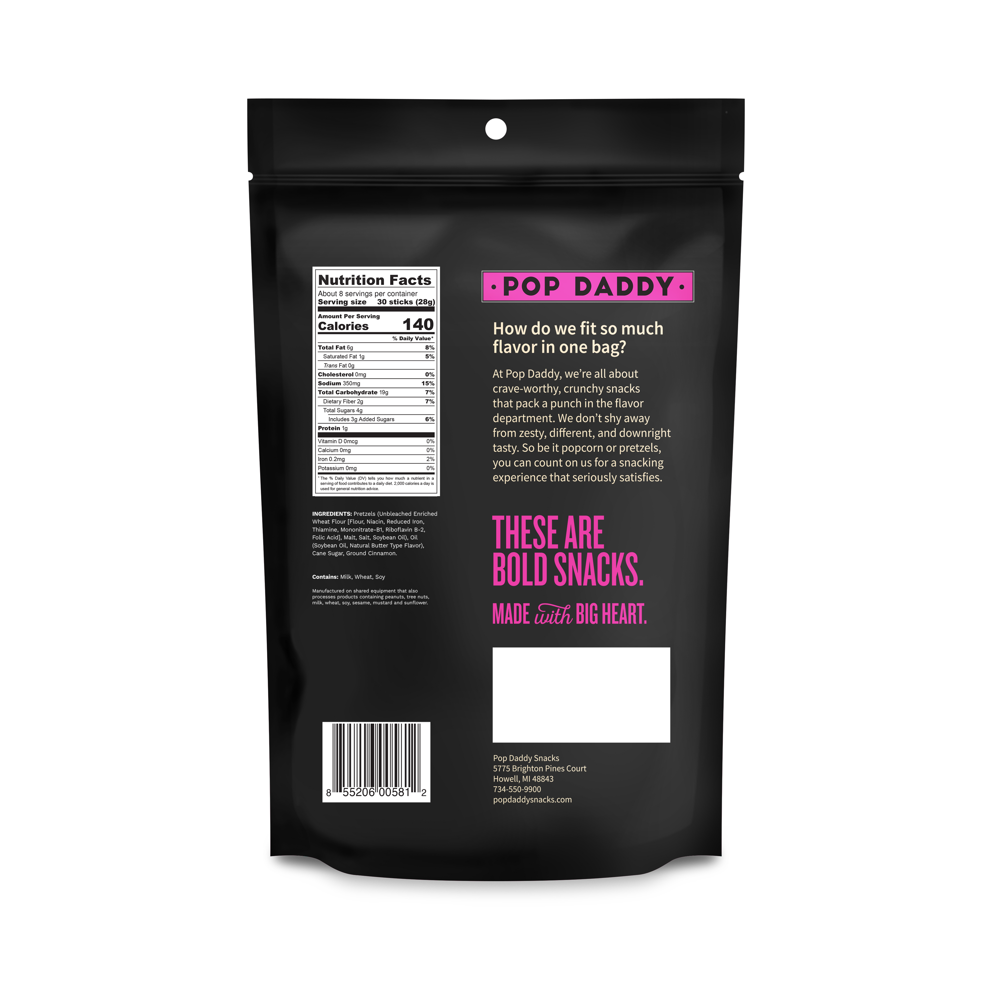 Pop Daddy Snacks - Pop Daddy – Cinnamon Sugar Seasoned Pretzels 7.5oz