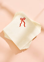 One & Only Paper - Classic Red Bow Cocktail Paper Beverage Napkins - Set of 20