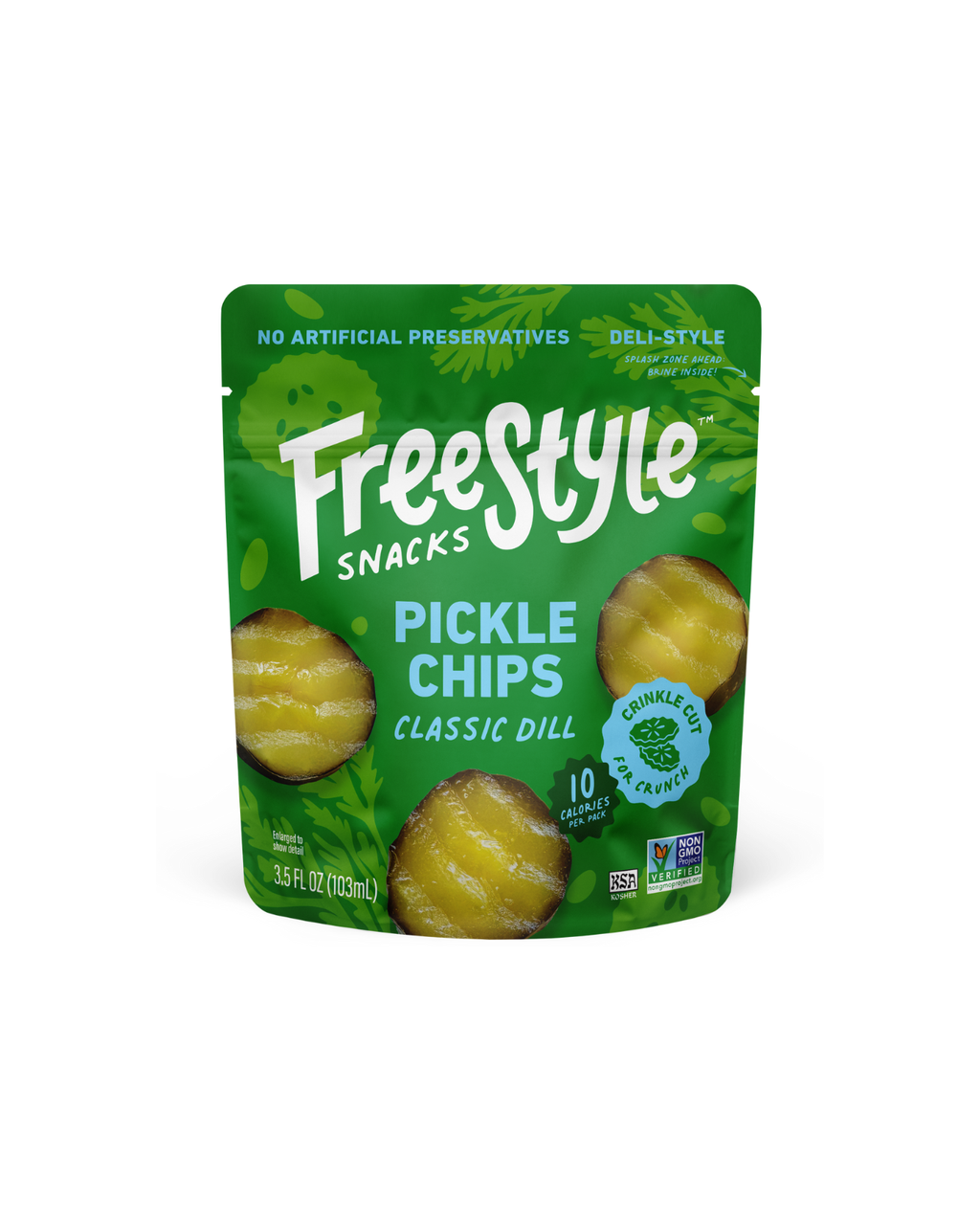 Classic Dill Pickle Chips 3.5oz - Freestyle Snacks