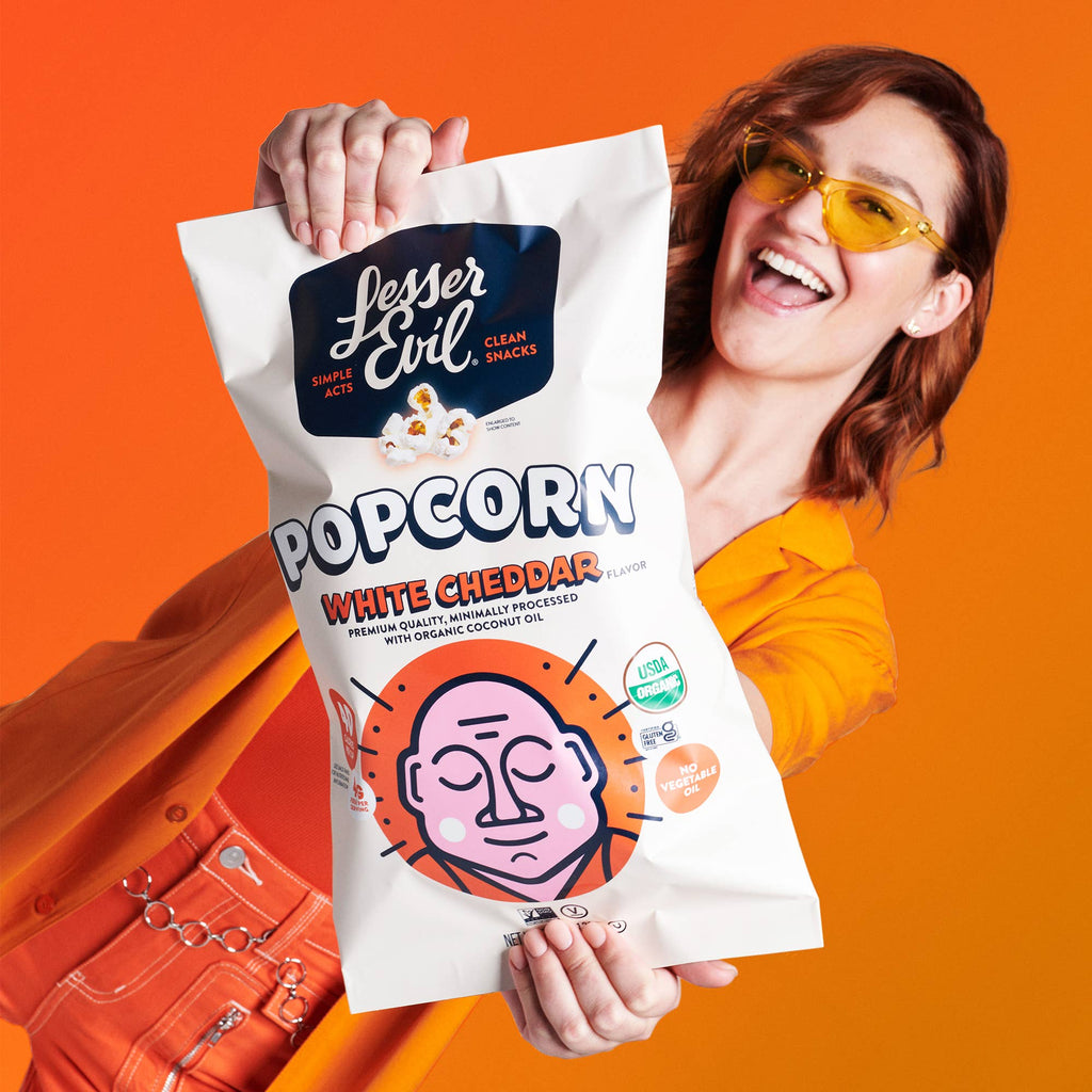 LesserEvil - Organic Popcorn, White Cheddar Flavor 4.6 oz