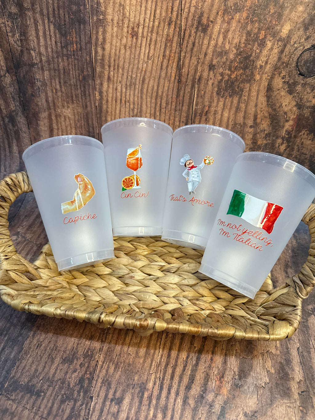 Italian Themed Frosted Cup 20 oz.