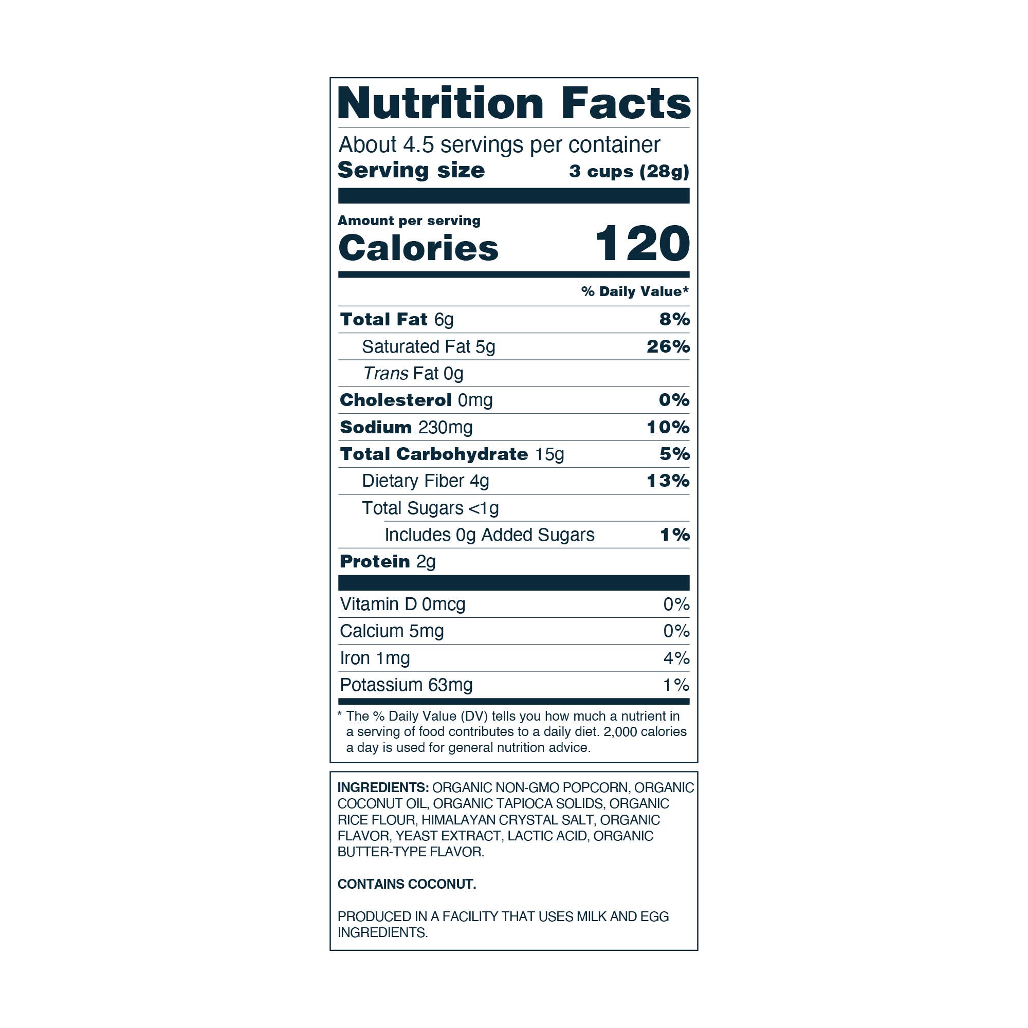 LesserEvil - Organic Popcorn, White Cheddar Flavor 4.6 oz