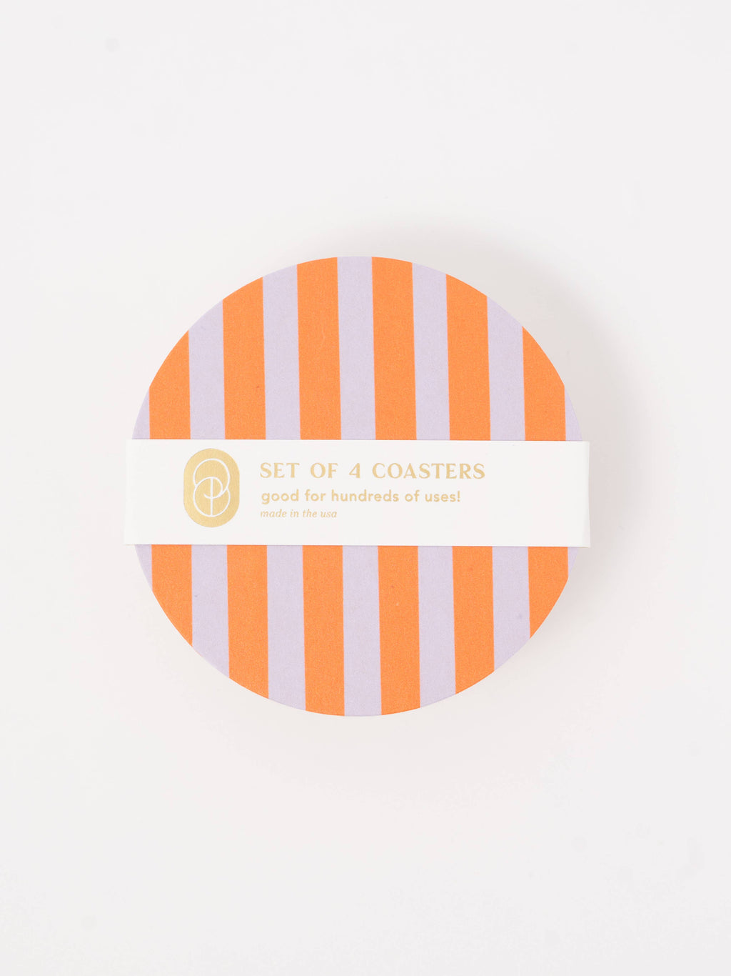 One & Only Paper - Ultra Violet and Orange Striped Coaster - Set of 4