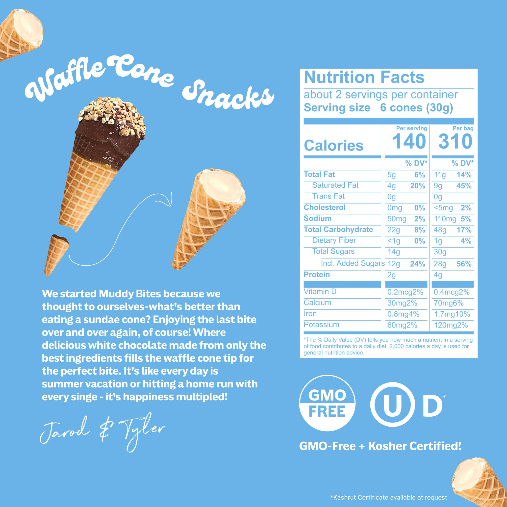 Muddy Bites - White Chocolate Waffle Cones Snacks