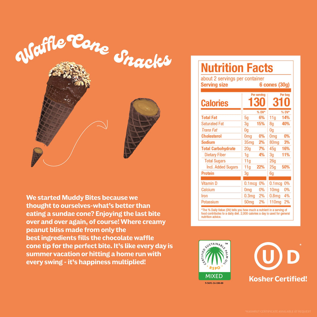 Muddy Bites - Peanut Butter Chocolate Waffle Cone Snacks