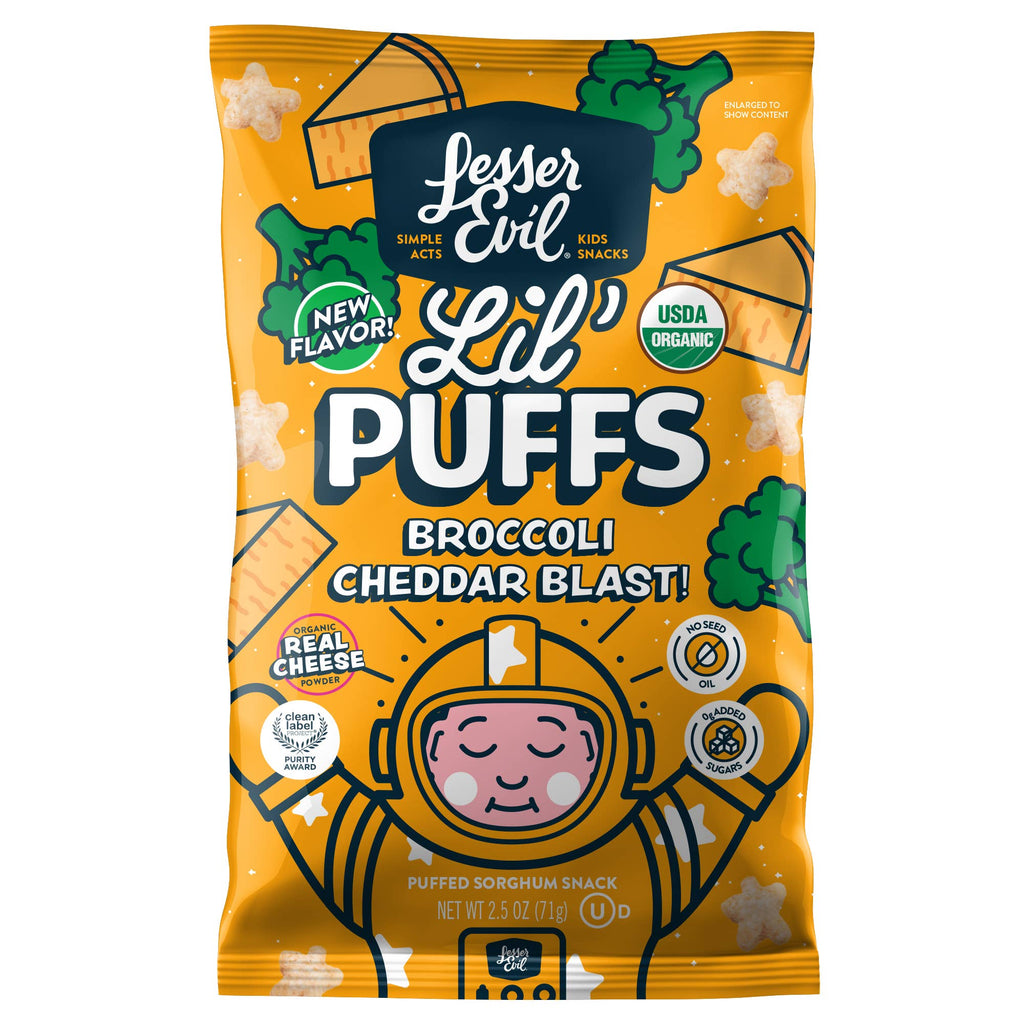 LesserEvil - Lil' Puffs Broccoli Cheddar Blast, 2.5oz