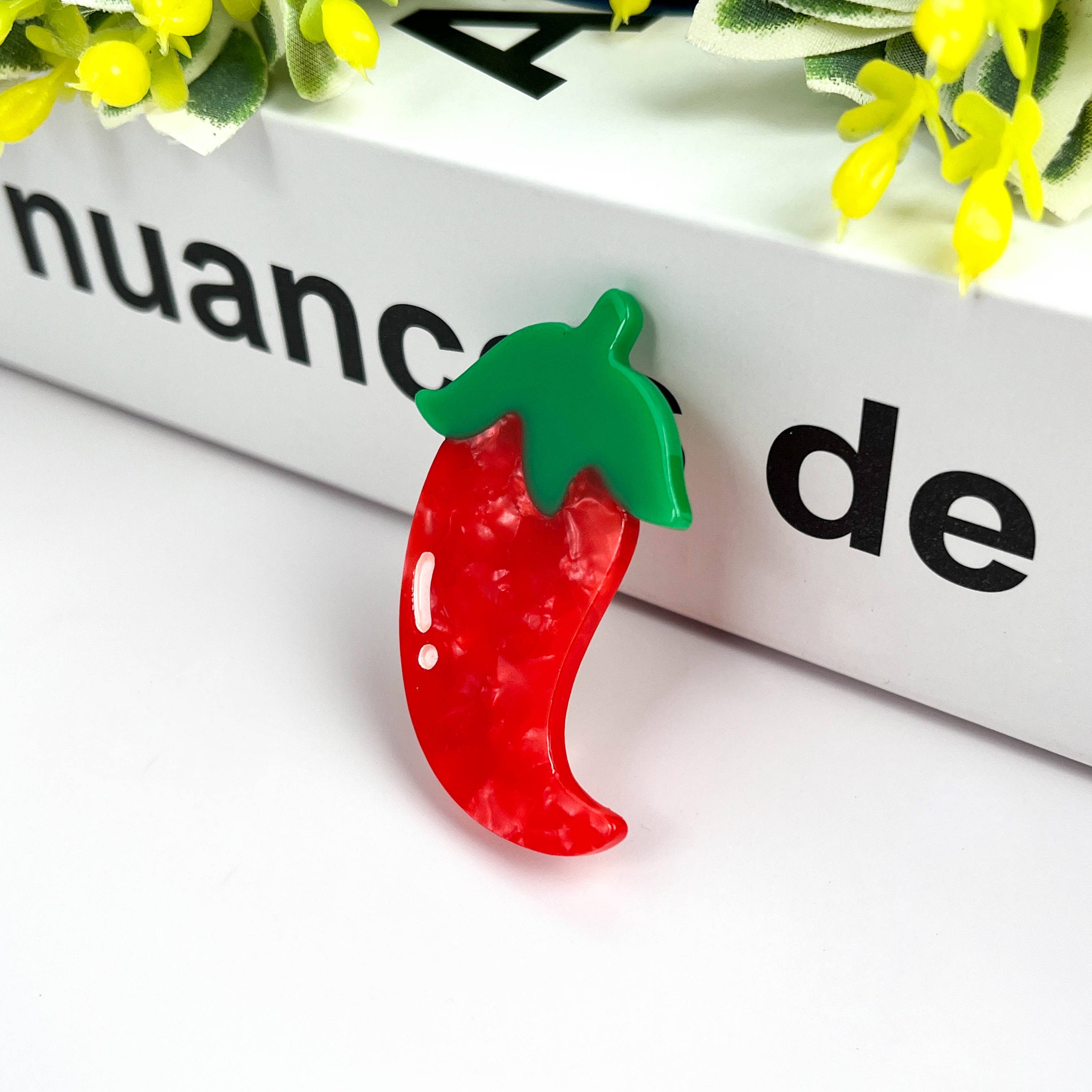 TheDivaSoap - Acetate Chili Hair Clip,Acetate Vegetable Duckbill Clip