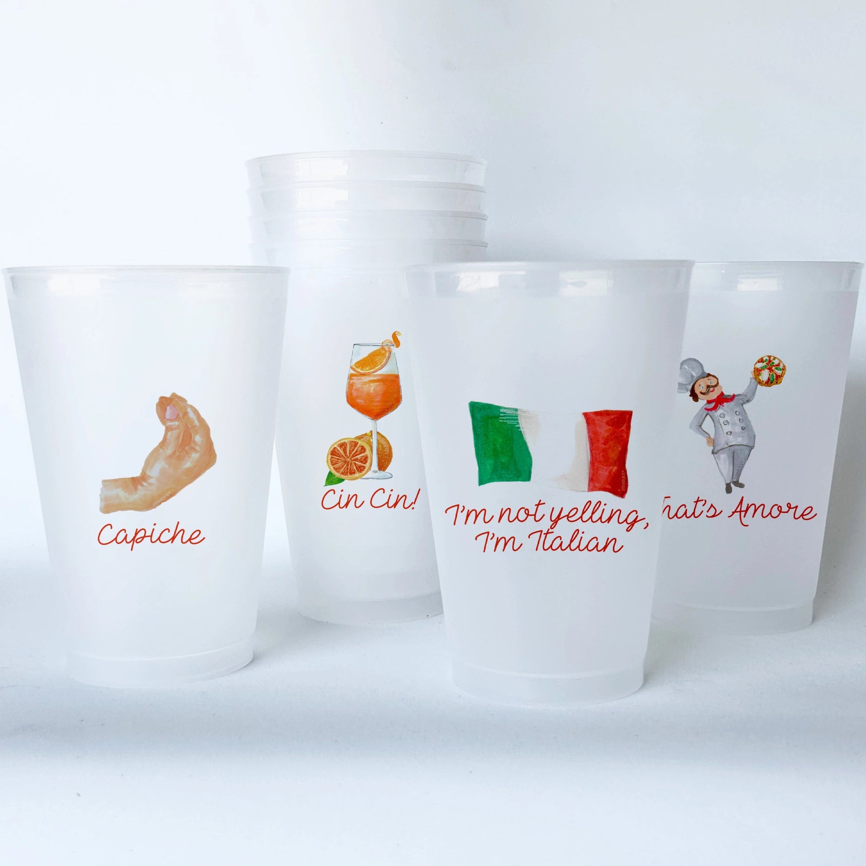 Italian Themed Frosted Cup 20 oz.