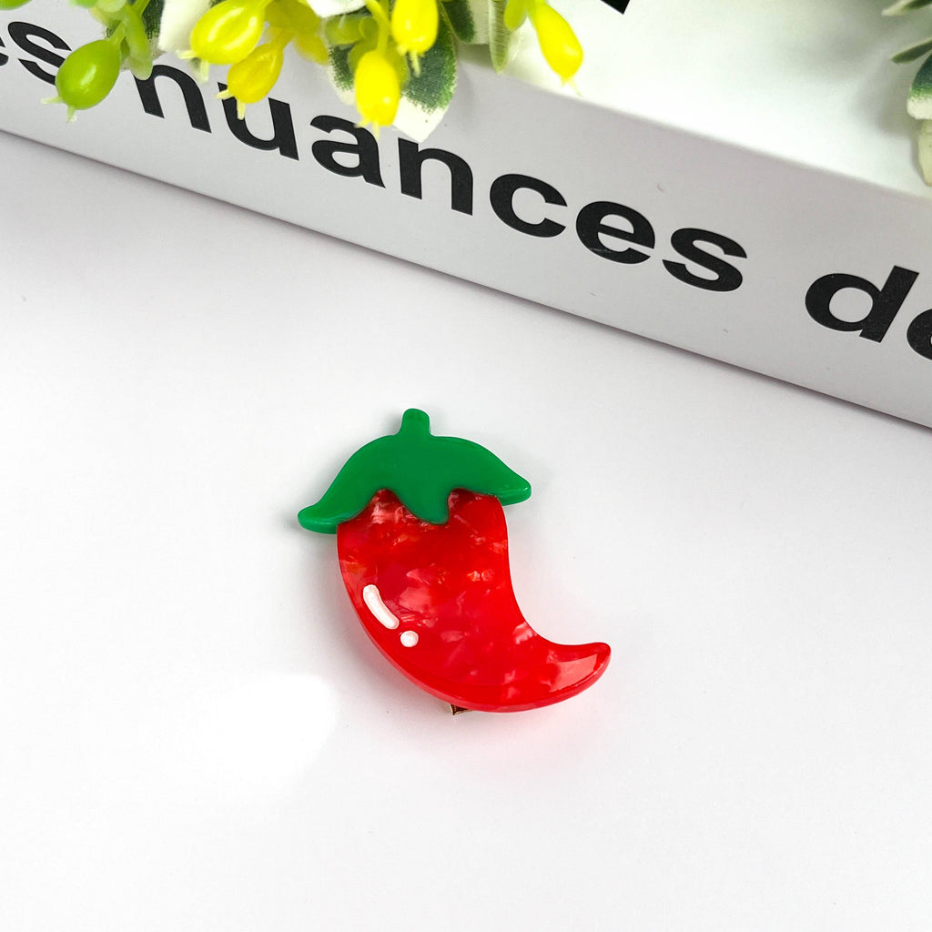TheDivaSoap - Acetate Chili Hair Clip,Acetate Vegetable Duckbill Clip