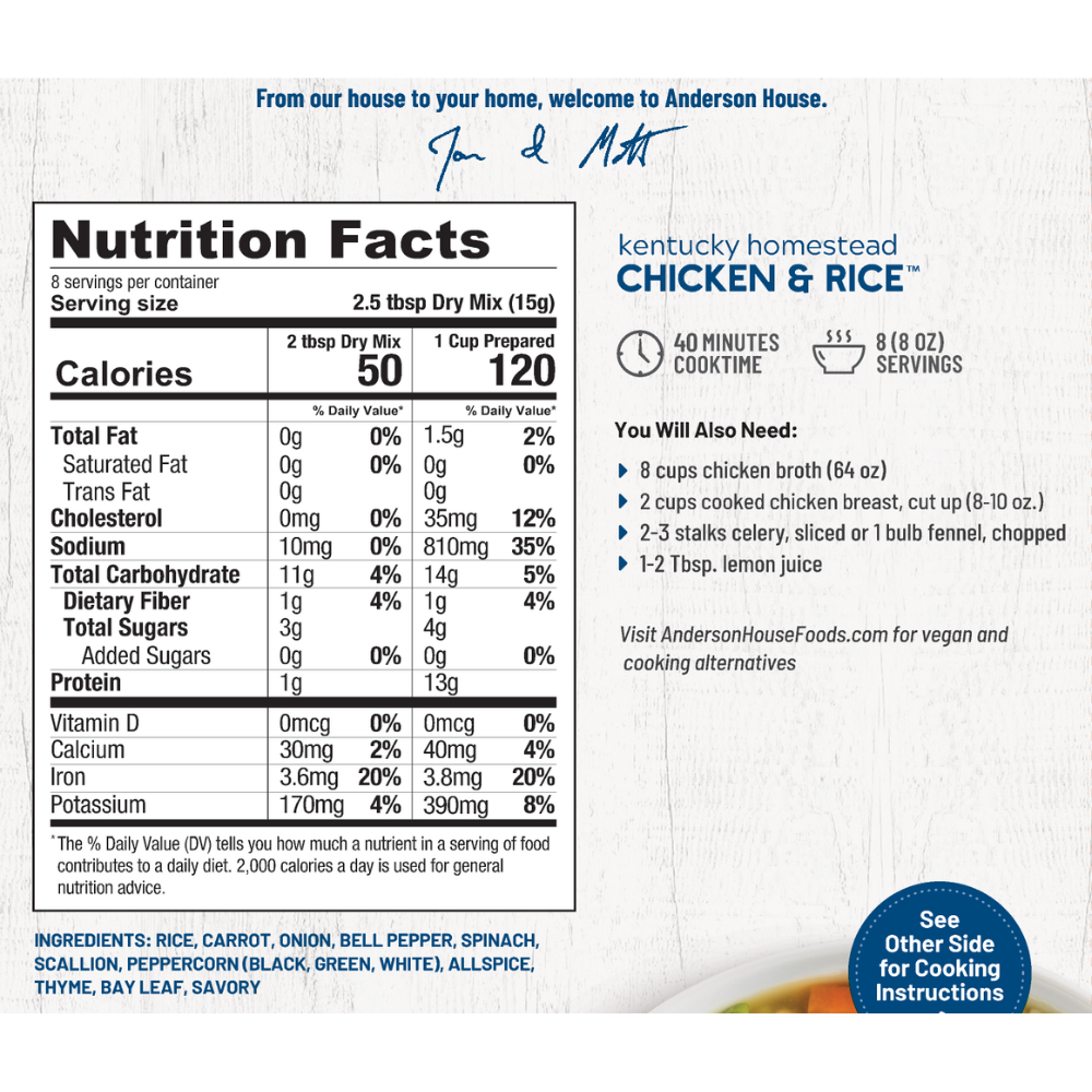 Anderson House | Frontier Soups - Kentucky Homestead Chicken & Rice Soup Mix