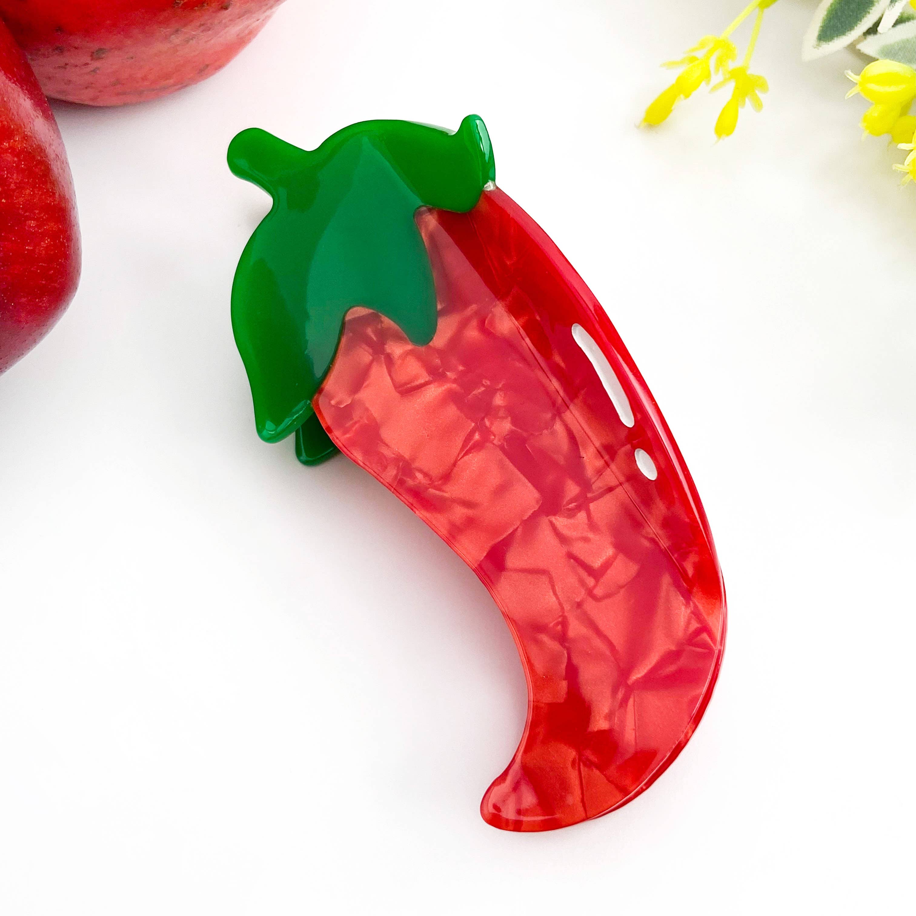 TheDivaSoap - Acetate Chili Hair Clip,Acetate Vegetable Duckbill Clip