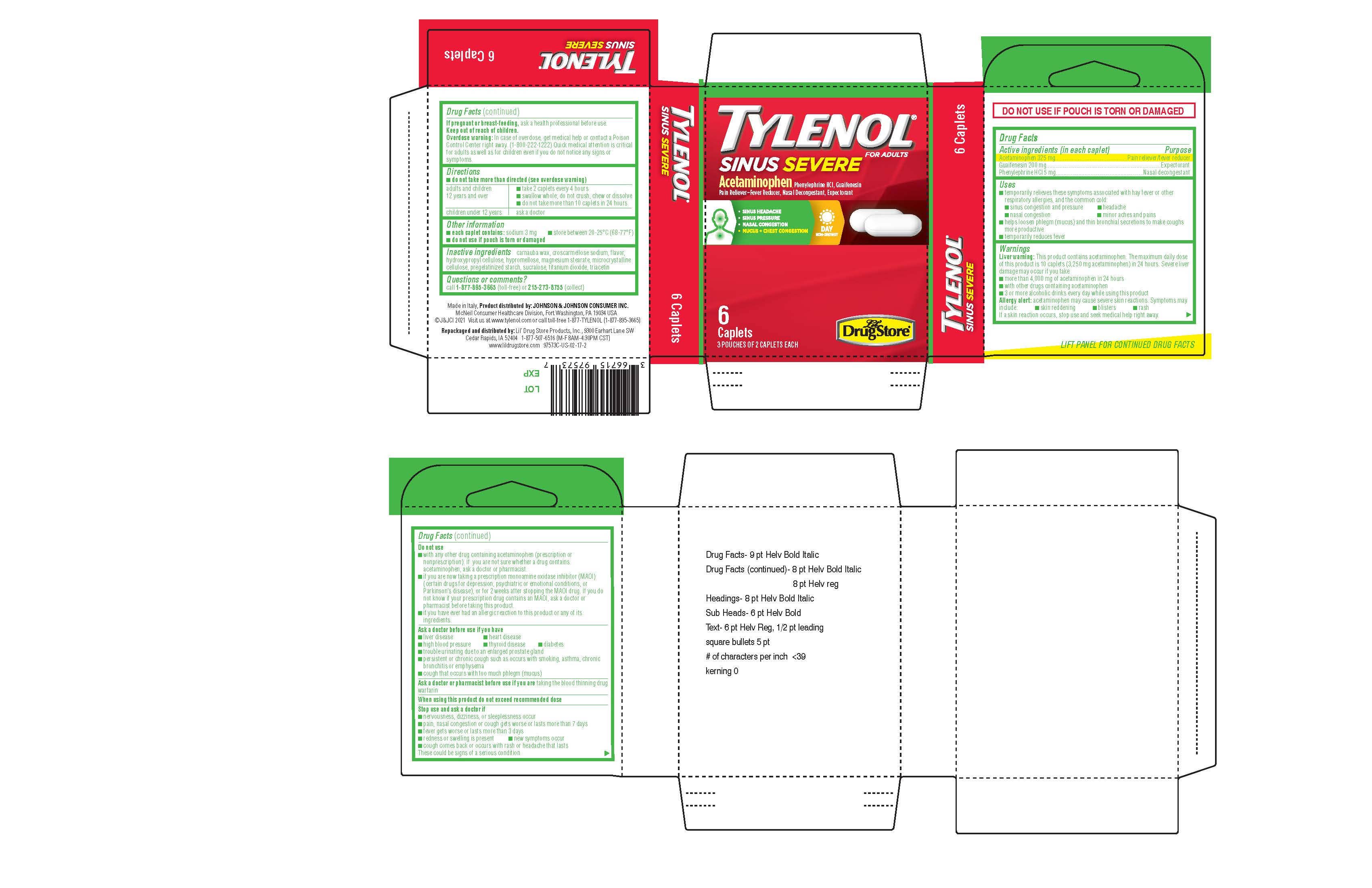 Shop The King - Tylenol Drug Sinus Sev 6ct 6 Per Box