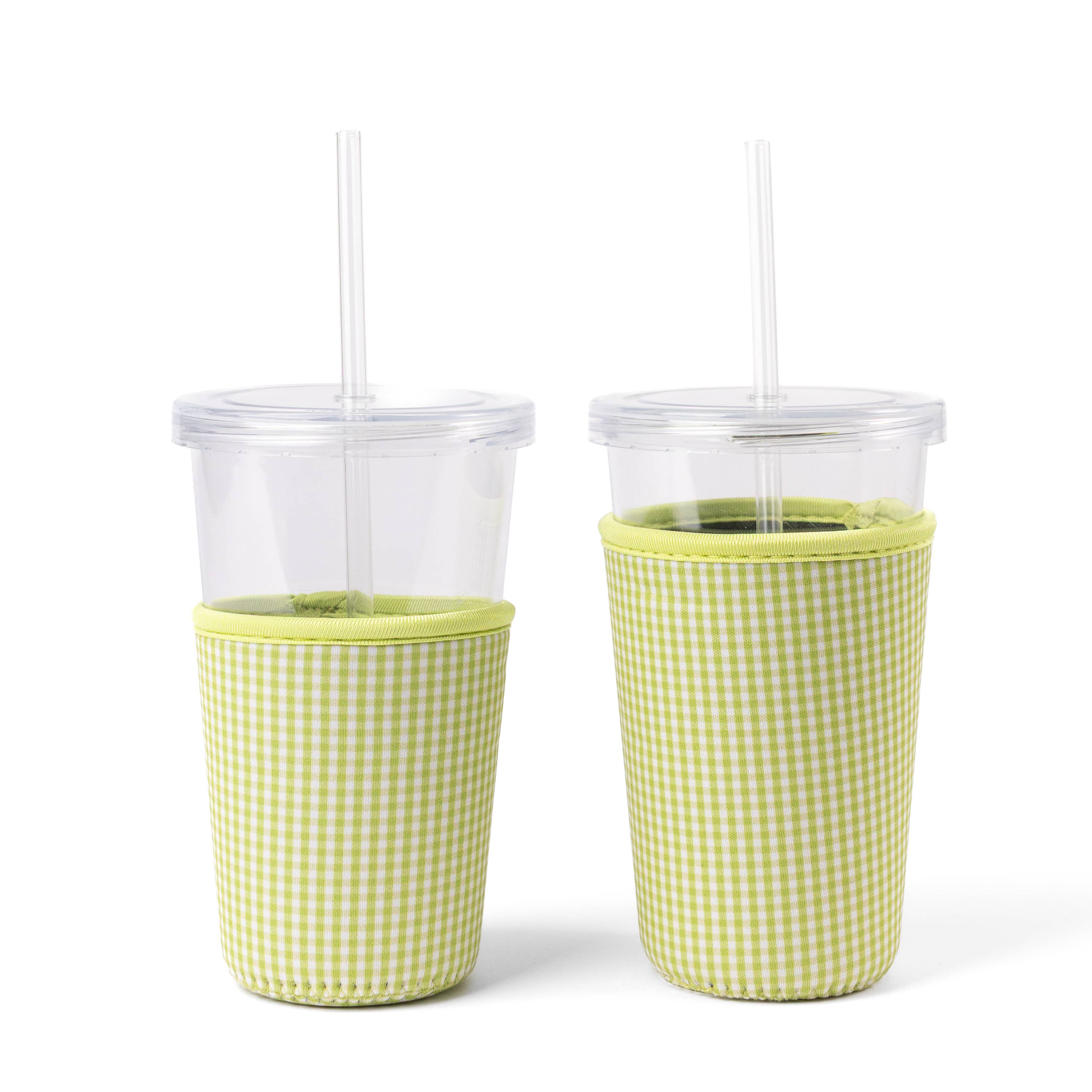 Elyse Breanne Design - Green Gingham Drink Sleeve, Iced Coffee Sleeve