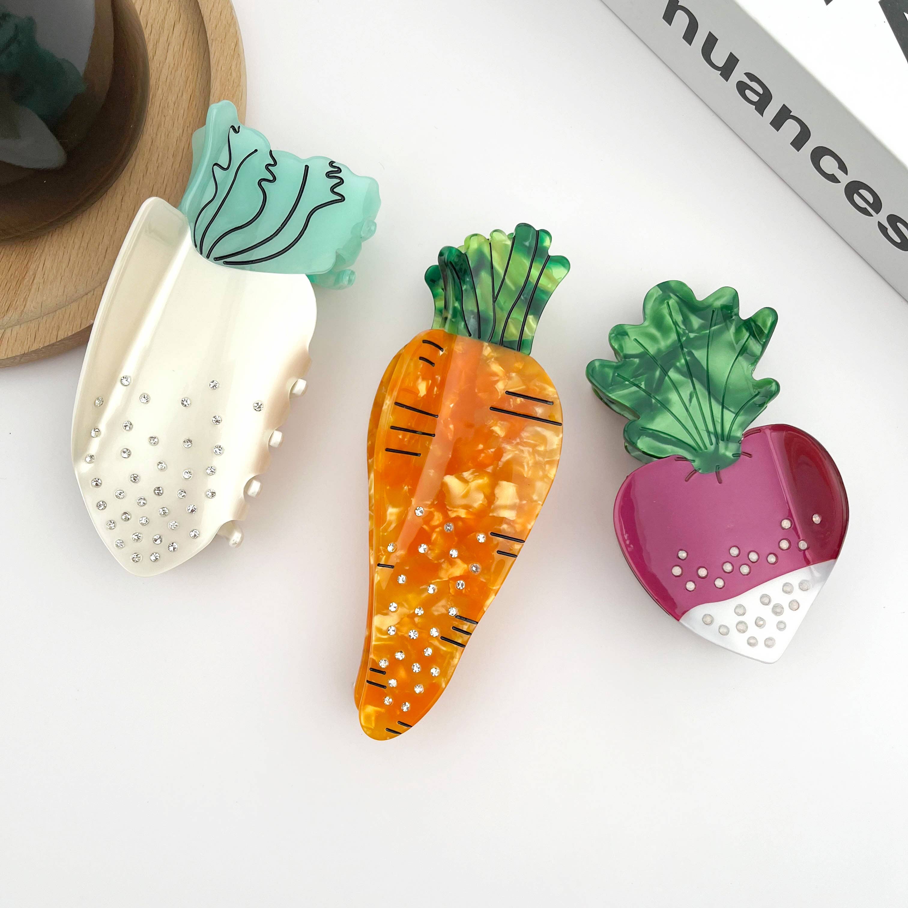 TheDivaSoap - Acetate Radish Hair Claw Clip, Veggie-Inspired Clips