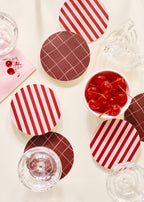 One & Only Paper - Pink and Maroon Striped Coaster - Set of 4