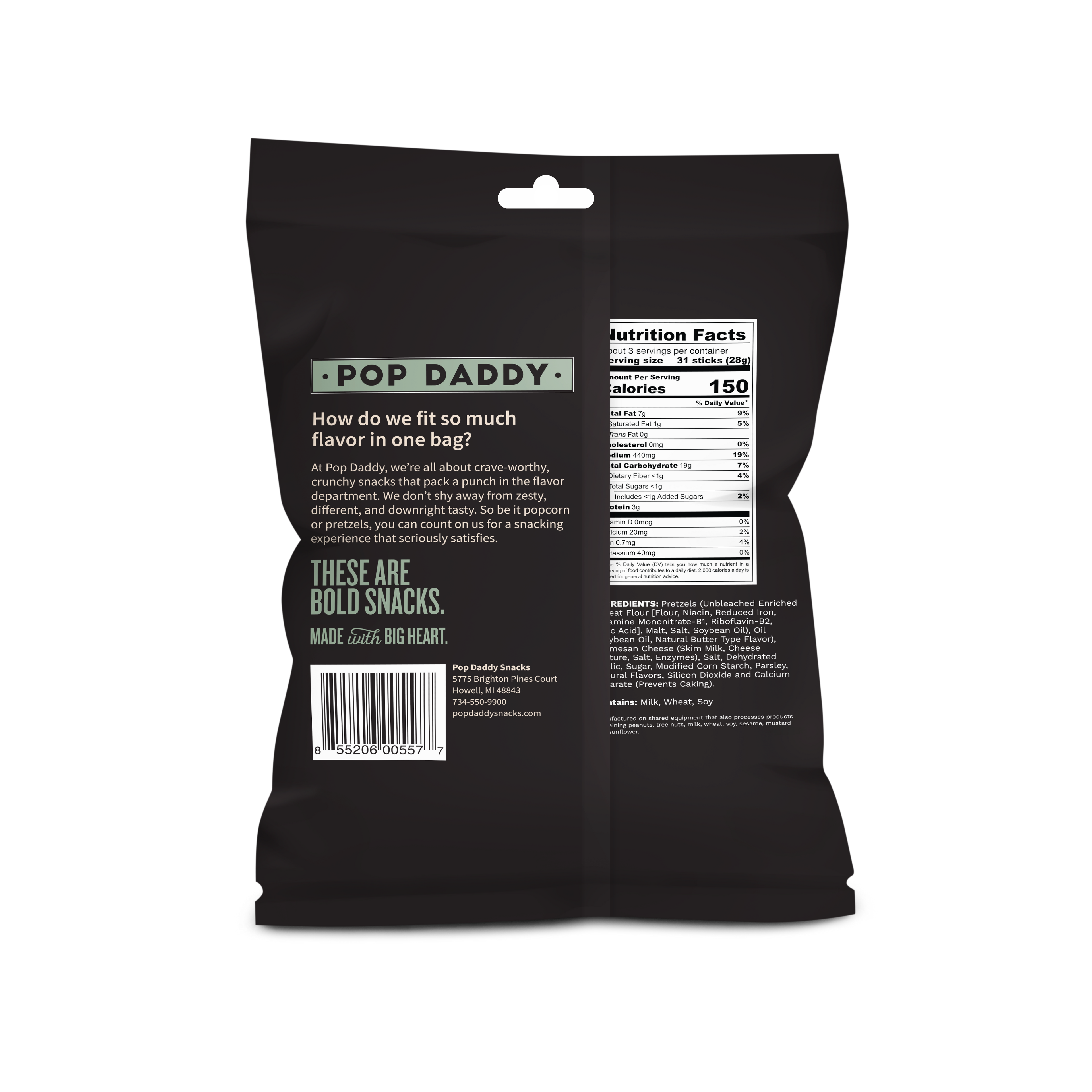 Pop Daddy Snacks - Pop Daddy – Garlic Parmesan Seasoned Pretzels 3.0oz