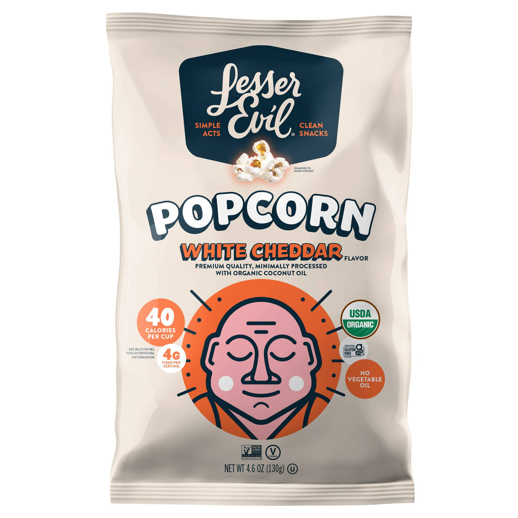 LesserEvil - Organic Popcorn, White Cheddar Flavor 4.6 oz