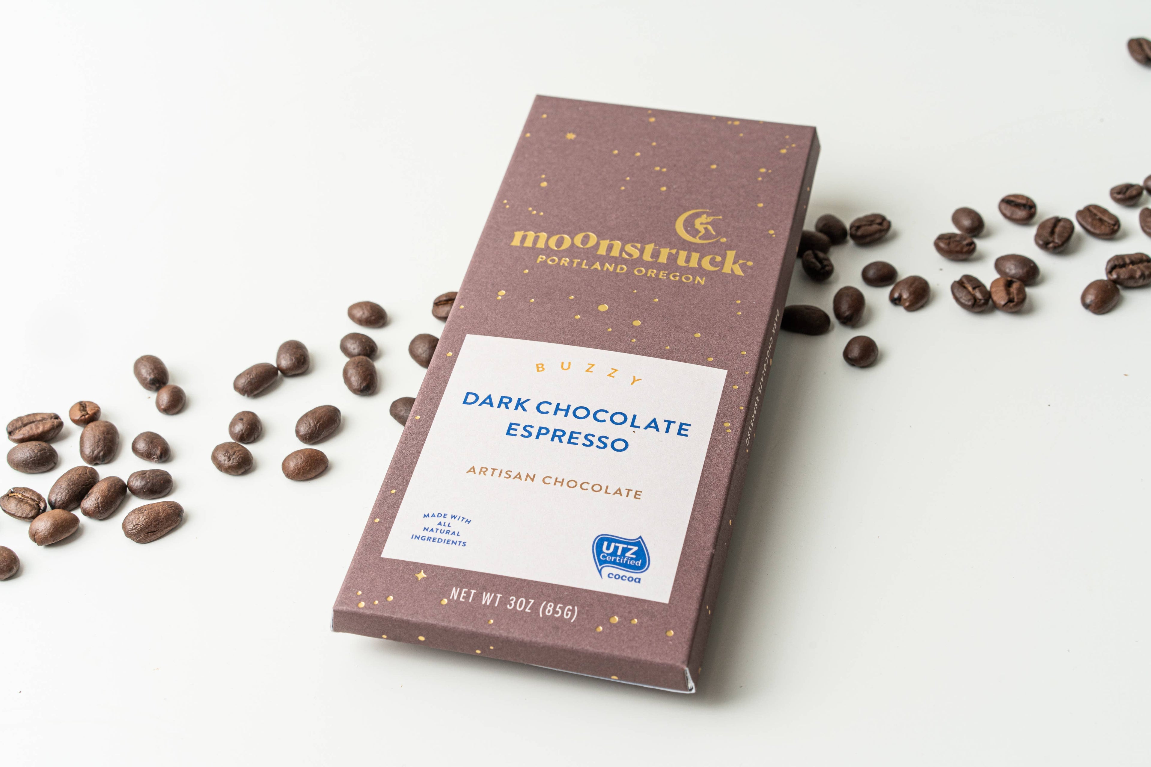 Moonstruck Chocolate Co - Buzzy Dark Espresso Chocolate Bar
