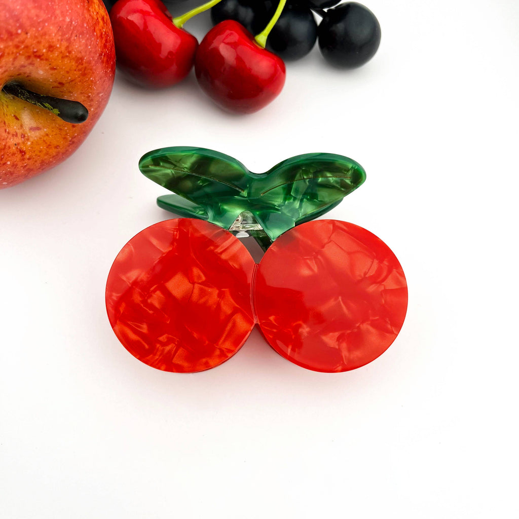 TheDivaSoap - Double Cherry Acetate Hair Claw, Fruit-Inspired Hair Clip