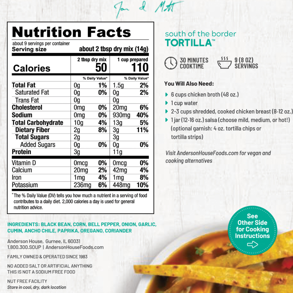Anderson House | Frontier Soups - South of the Border Tortilla Soup Mix