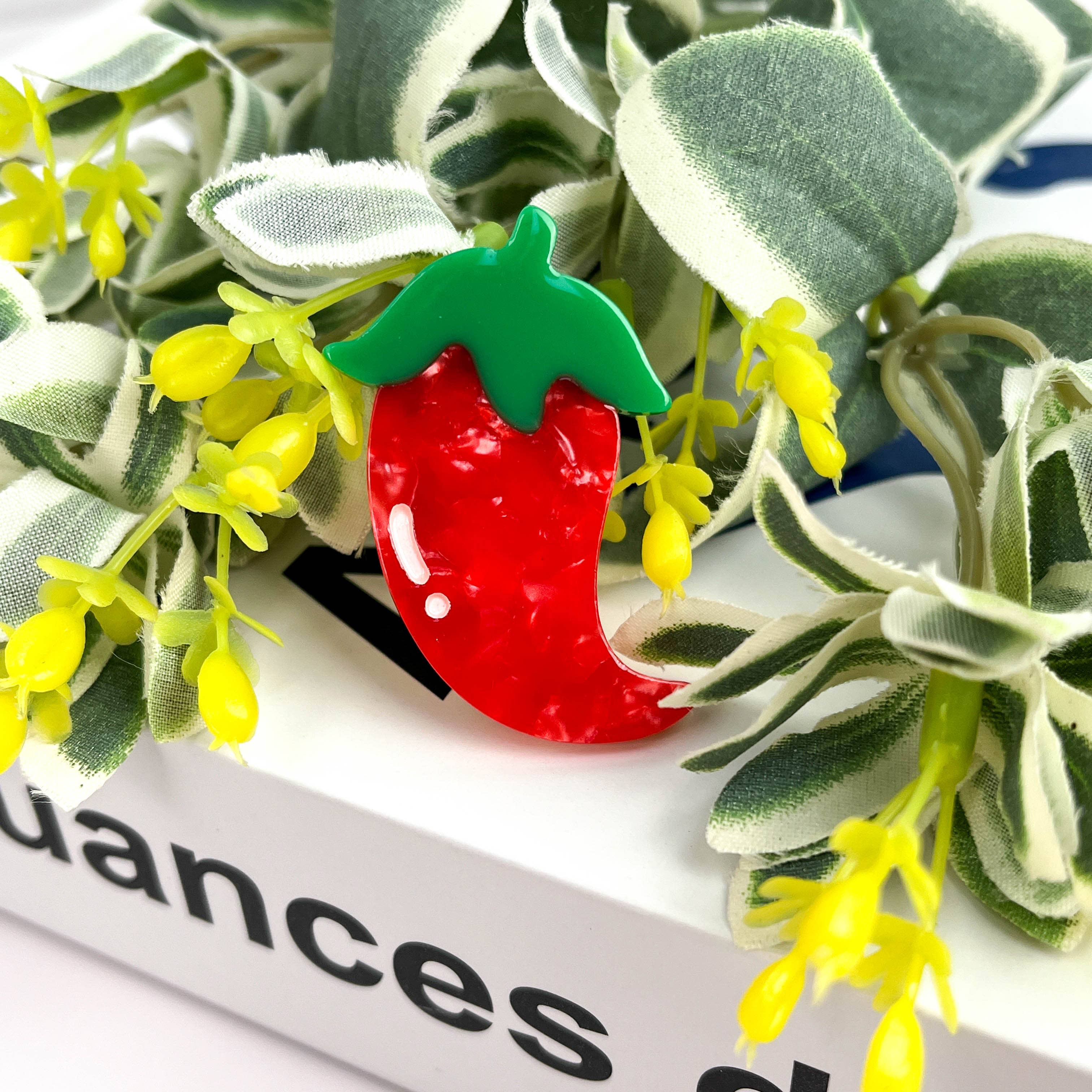 TheDivaSoap - Acetate Chili Hair Clip,Acetate Vegetable Duckbill Clip