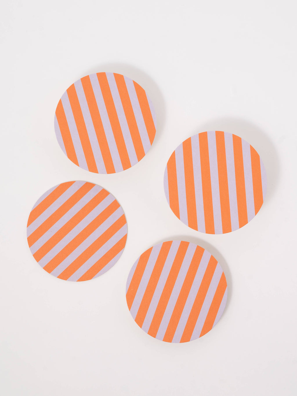 One & Only Paper - Ultra Violet and Orange Striped Coaster - Set of 4