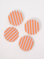 One & Only Paper - Ultra Violet and Orange Striped Coaster - Set of 4