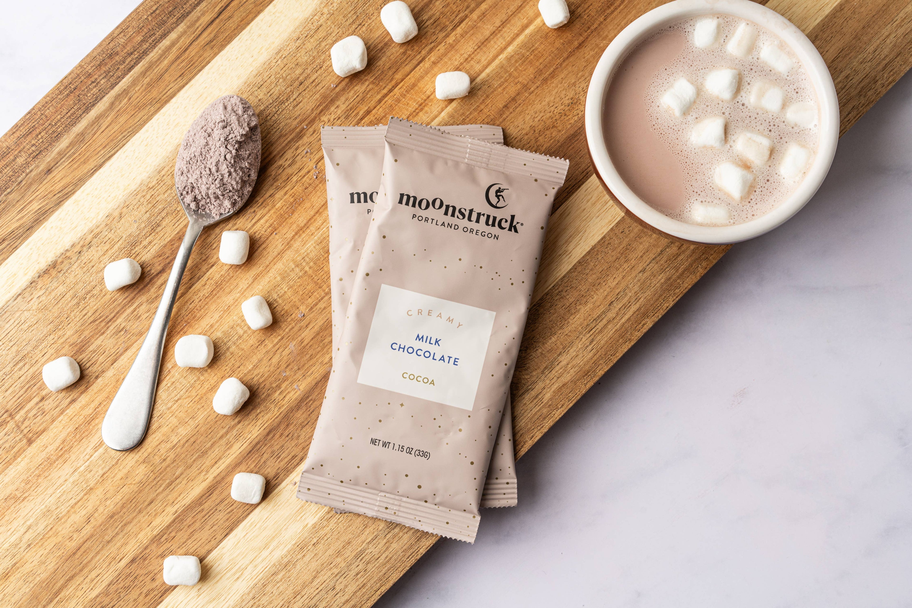 Moonstruck Chocolate Co - Creamy: Milk Chocolate Hot Cocoa Single Serving Pouch