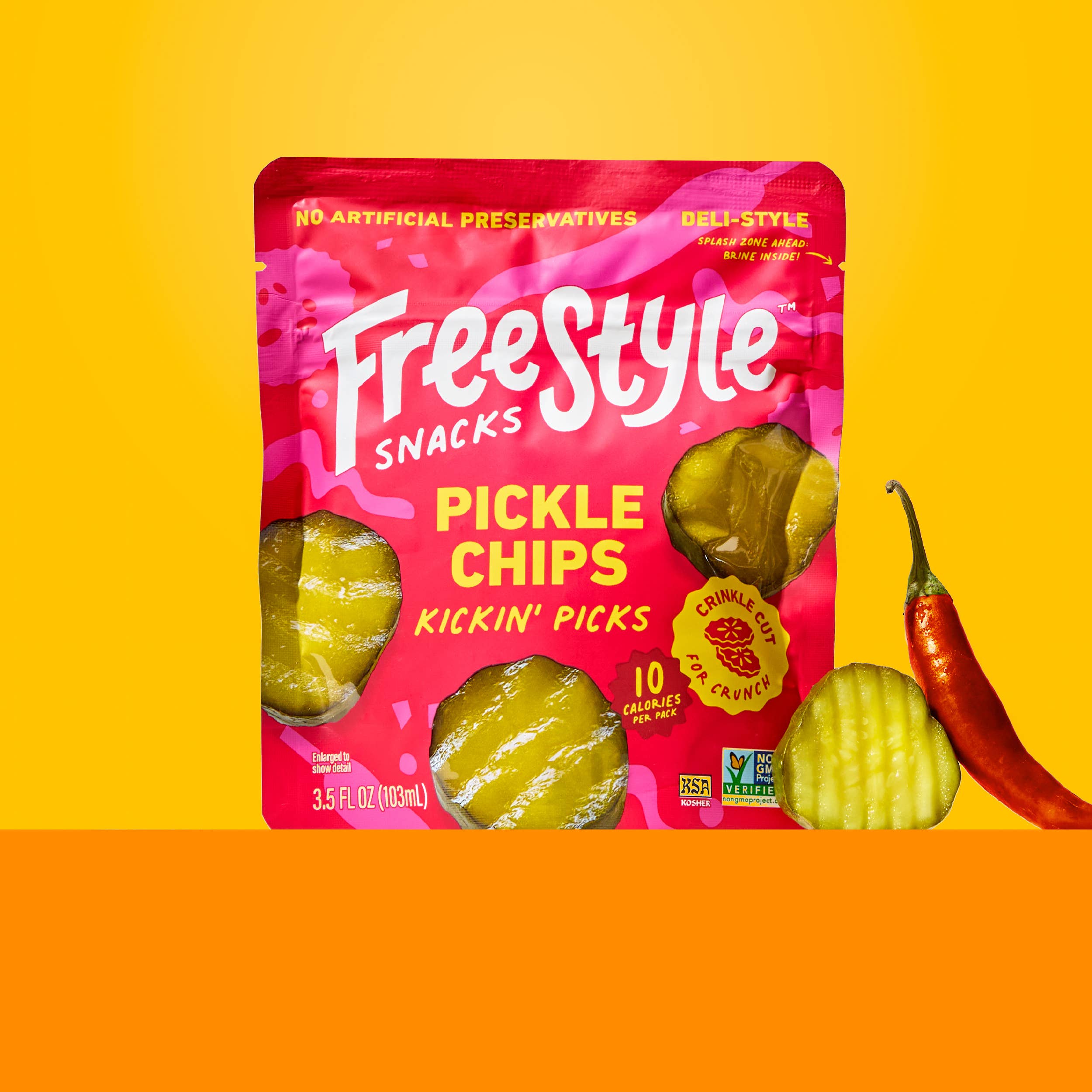 Spicy Dill Pickle Chips 3.5oz - Freestyle Snacks