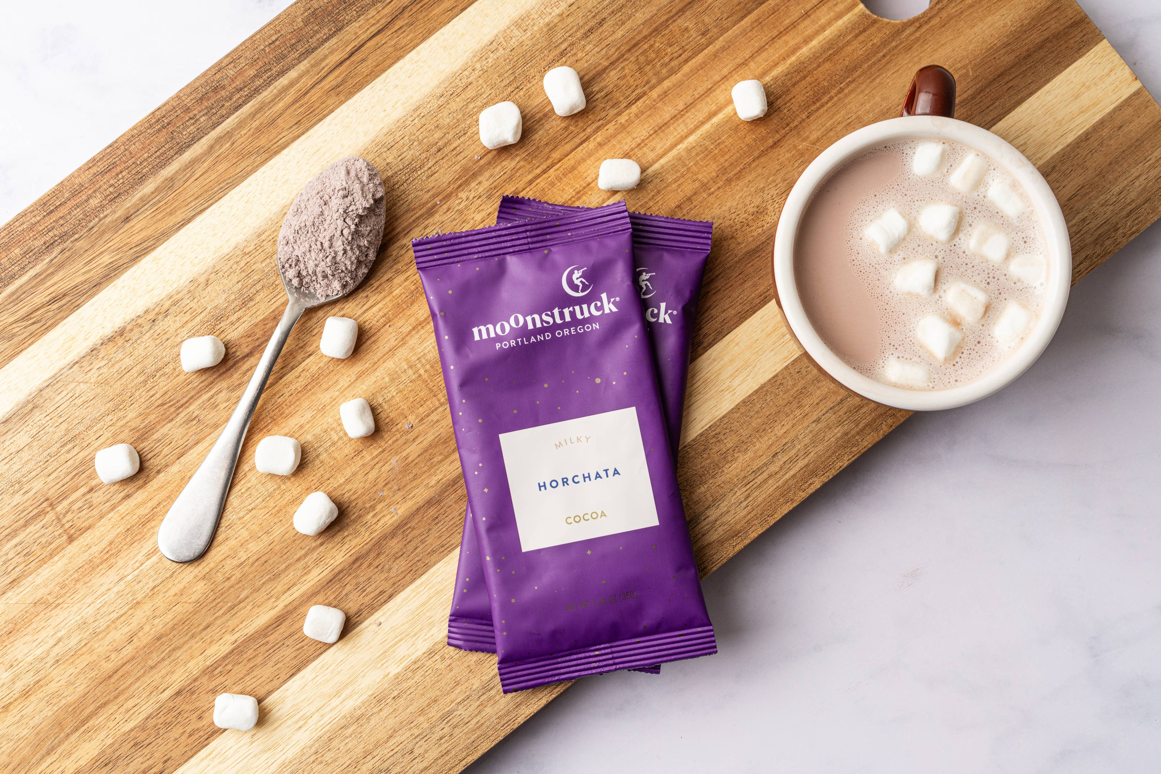 Moonstruck Chocolate Co - Horchata:Milky White Cinnamon Hot Cocoa Single Serving Pouch