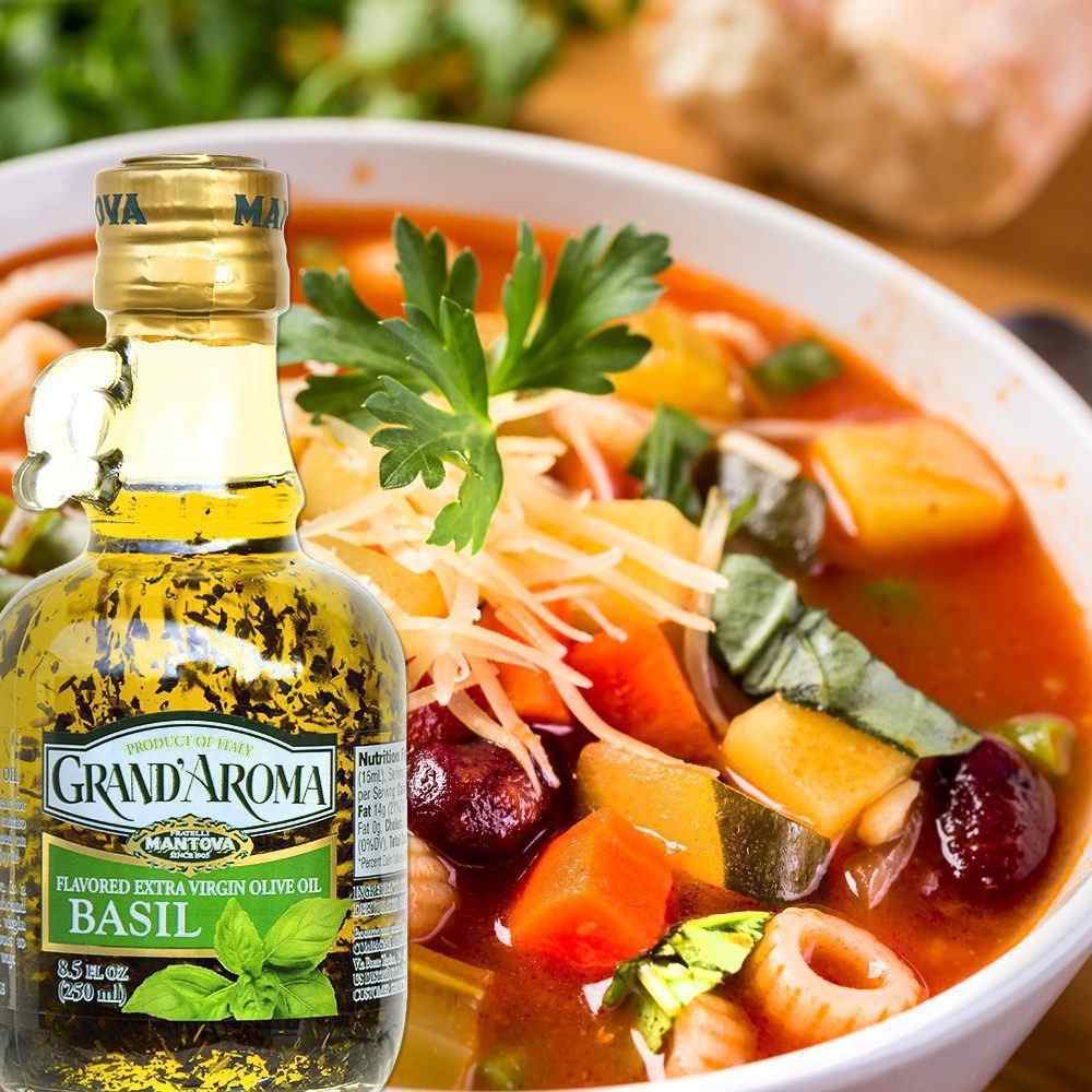 Fine Italian Food - Mantova Grand'Aroma Basil Extra Virgin Olive Oil, 8.5 oz.