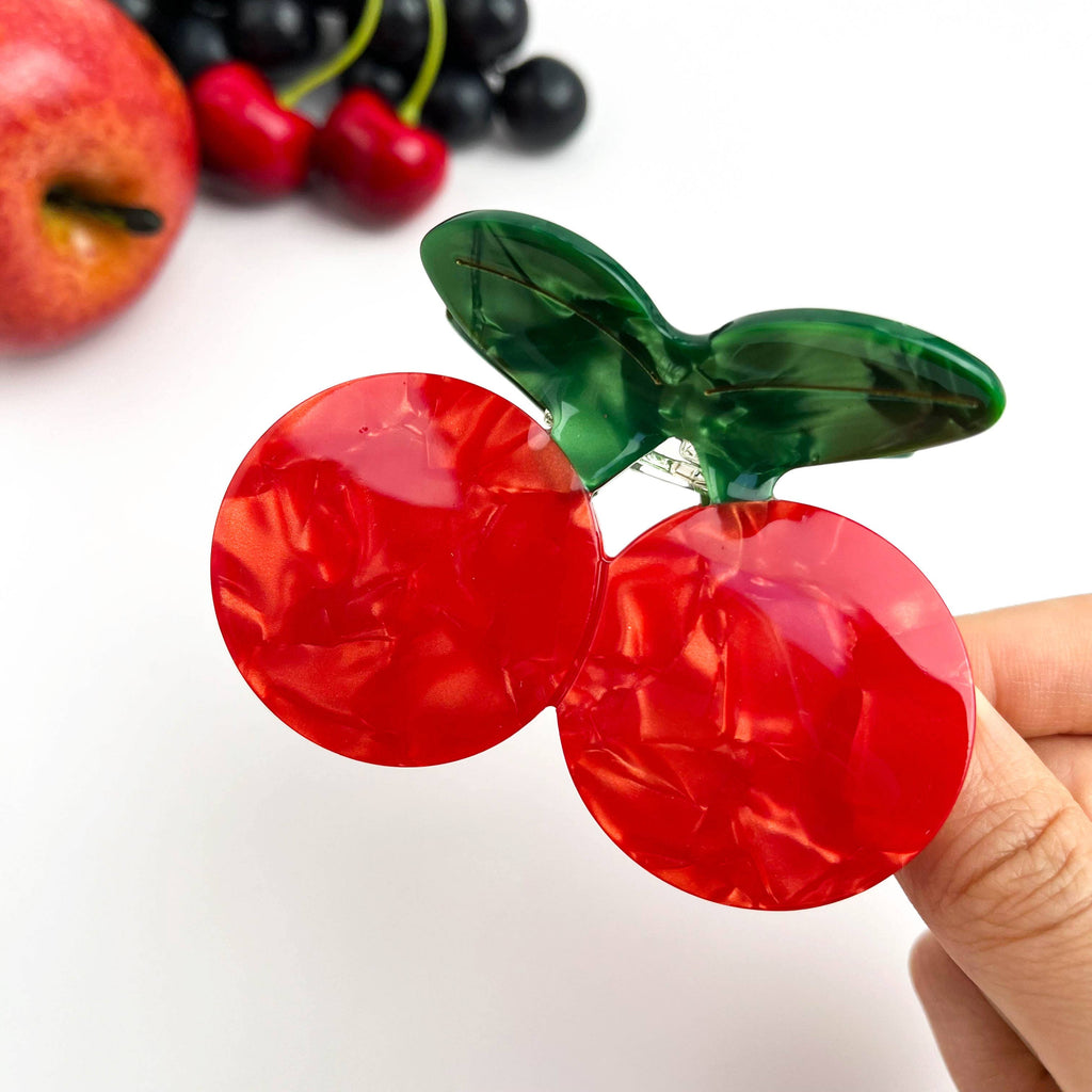 TheDivaSoap - Double Cherry Acetate Hair Claw, Fruit-Inspired Hair Clip