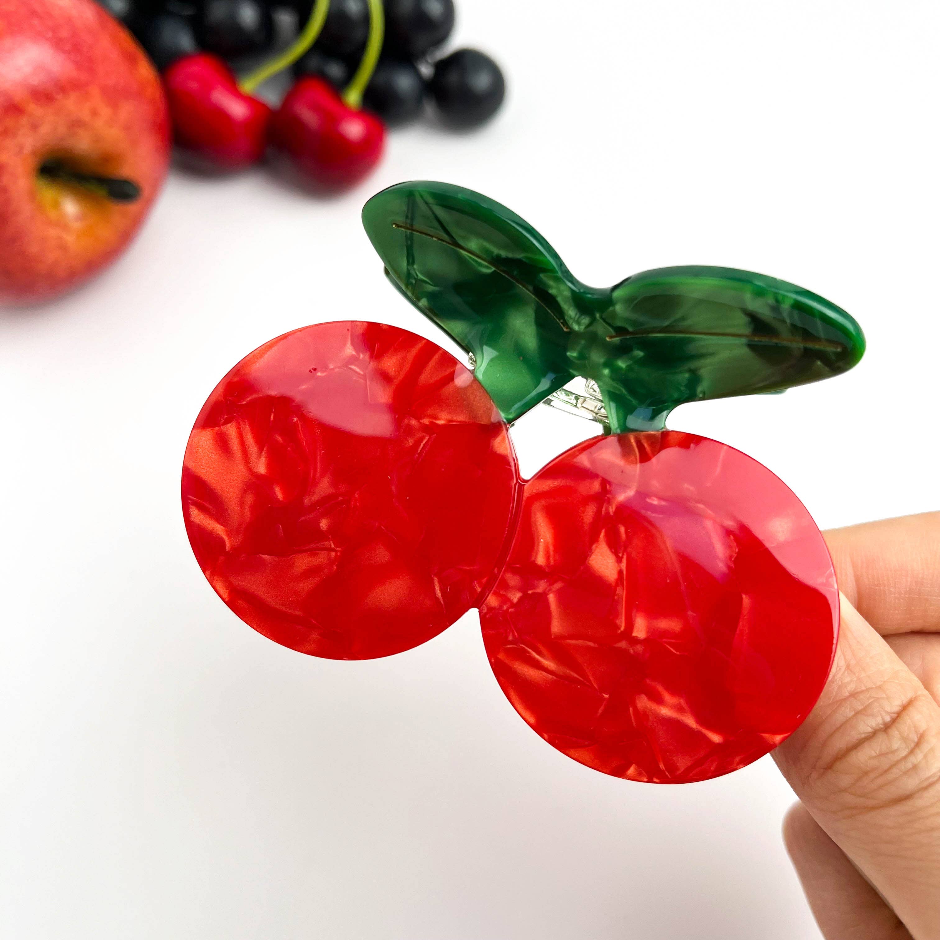 TheDivaSoap - Double Cherry Acetate Hair Claw, Fruit-Inspired Hair Clip